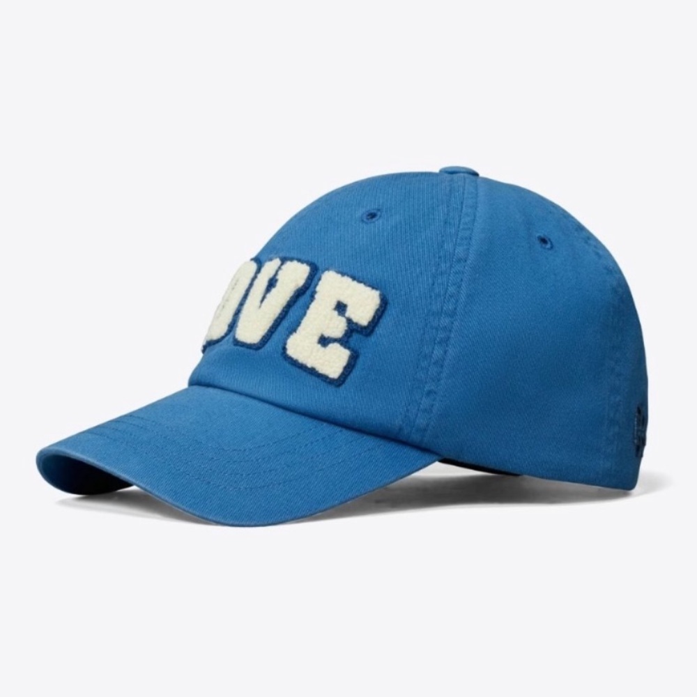 Tory Burch Sport LOVE Cap Baller Hat in Blue with white chenille letters - Picture 6 of 15